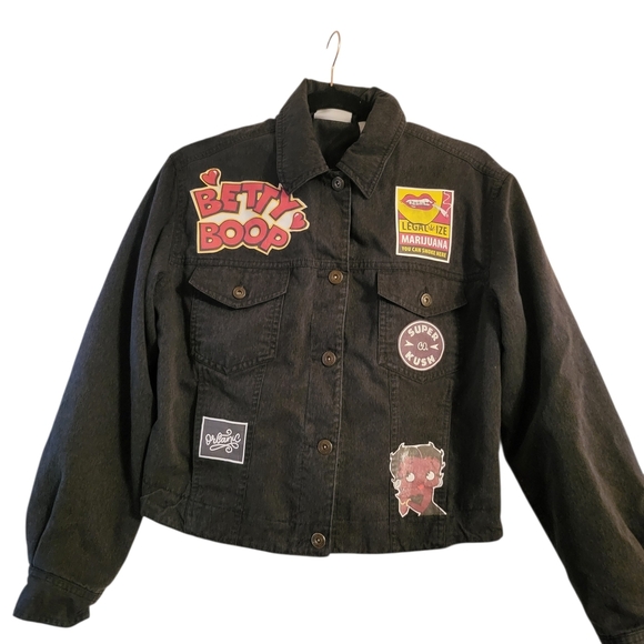 Liz Claiborne Jackets & Blazers - Vintage Liz Claiborne Reworked "Black Betty Boop" Denim Jacket
